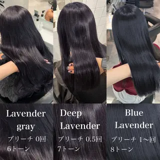 ロング カラー 暗髪🩶ラベンダー/ ブルー/ユウナ🤍のヘアスタイル
