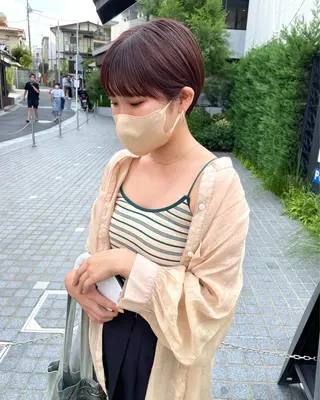 ショート カラー パーマ ヘアアレンジ キッズ ネイル マツエク・マツパ アイブロウ パーマ/透明感カラー /ボブ/吉田一生のヘアスタイル