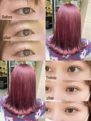 セミロング カラー ヘアアレンジ マツエク・マツパ TSUNA 🌙 Lim 五反田のマツエク・マツパデザイン