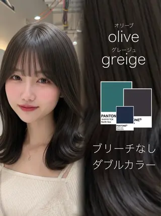 セミロング カラー ラベンダー💜グレー 🩶暗髪🖤のヘアスタイル