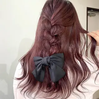 ロング カラー mizuki/ピンク ベージュ.レイヤーのヘアスタイル