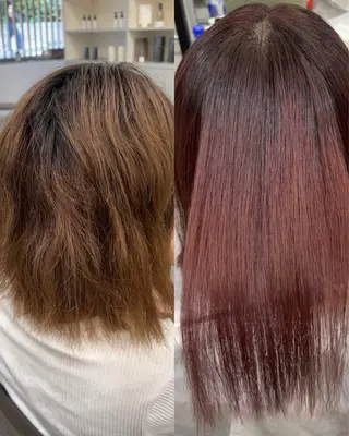 セミロング カラー ハイトーンカラー が絶対可愛い✨泰聖✨のヘアスタイル
