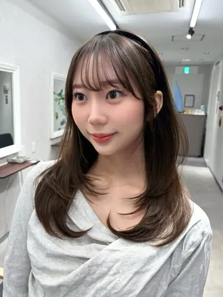 ミディアム 結べるレイヤーカット /カラー/あさかのヘアスタイル