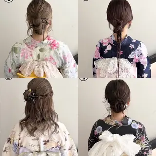 ミディアム ヘアアレンジ 髪質改善&艶カラー/ ほんだあみ (♡)のヘアスタイル