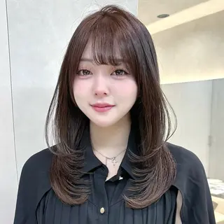 ミディアム カラー 韓国レイヤー／似合わ せ／nazuna🩵のヘアスタイル