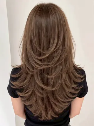 ロング カラー 北川大輔🌟 小顔レイヤーカットのヘアスタイル