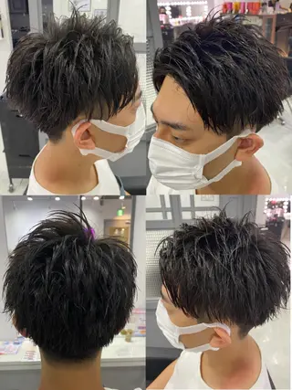 ショート カラー パーマ ヘアアレンジ メンズ 🔥メンズパーマ 特化 渡辺一翔のヘアスタイル