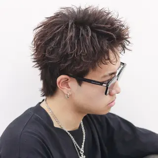 ショート カラー パーマ メンズ 🔥メンズ極🔥韓国 シャドウ/波巻き柿崎のヘアスタイル