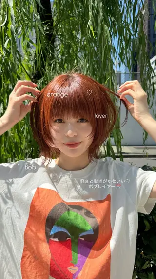 ショート カラー 暖色/ブリーチカラー 🍊 yu-na.のヘアスタイル