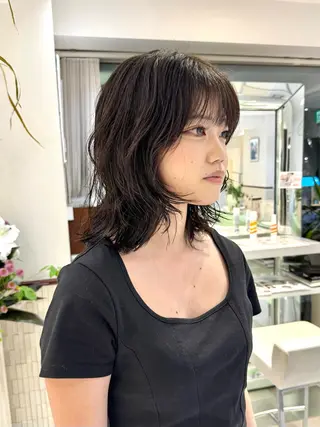 ミディアム パーマ デジタルパーマ 🌀ボブ　萩原　龍のヘアスタイル