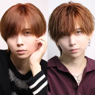 メンズ ラウンドマッシュ/ フェザーショート大阪のヘアスタイル