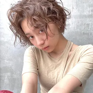 ショート カラー パーマ ヘアアレンジ 【ダメージレス施術】 【透明感】北村 拓也のヘアスタイル