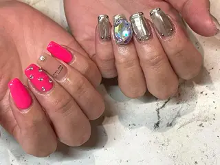 ネイル 韓国/ワンホン/長さ 出しつけ放題🎀のネイルデザイン