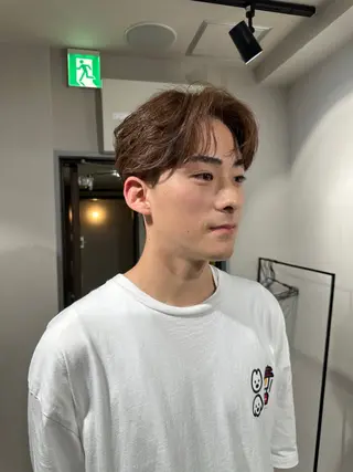 ミディアム カラー メンズ 💈ニュアンスパーマ センターパート💈のヘアスタイル