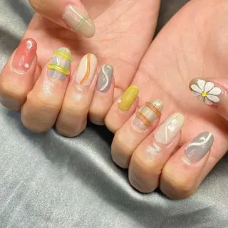 セミロング カラー パーマ ヘアアレンジ メンズ キッズ ネイル マツエク・マツパ アイブロウ el. by Aoのネイルデザイン