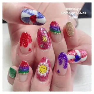 ミディアム ネイル 🐾enen style 🐾のネイルデザイン
