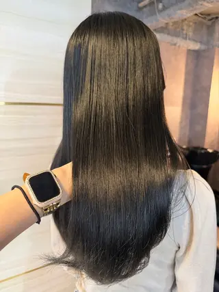 セミロング カラー あみ/暗髪オリ ーブ特化🍃髪質改善のヘアスタイル
