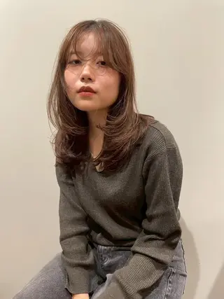 ミディアム カラー パーマ honen hairのヘアスタイル