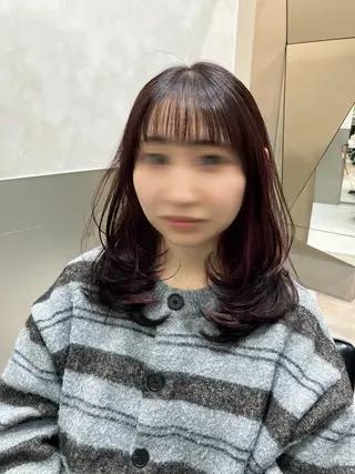 セミロング カラー 💖ブリーチなし透明 感💖ASAHIのヘアスタイル