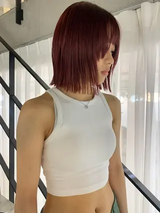 ミディアム カラー オカモト ハルカのヘアスタイル