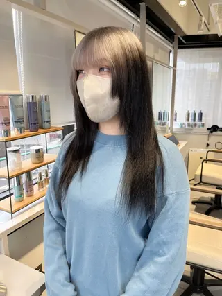 セミロング カラー kanta 梅田 韓国ハイトーンのヘアスタイル