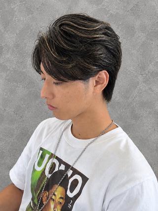 ミディアム カラー パーマ メンズ 小塚 悠雅のヘアスタイル