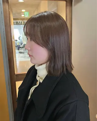 ミディアム カラー akane/ボブ /ブラウンベージュのヘアスタイル