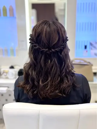 ミディアム ヘアアレンジ 🌸銀座コテ巻き風 パーマ🌸いでいあやのヘアスタイル