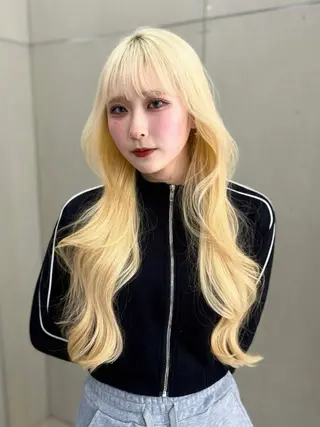 ロング カラー RIHO🎀栄 ハイトーン×顔周りのヘアスタイル