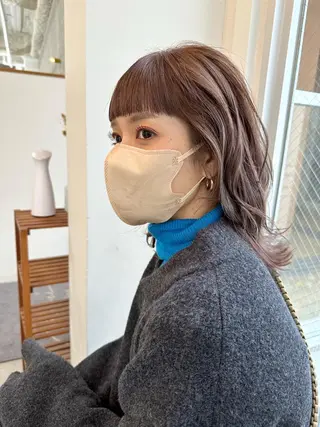 セミロング カラー 八谷 将平のヘアスタイル