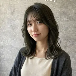 ミディアム カラー obje't cielのヘアスタイル