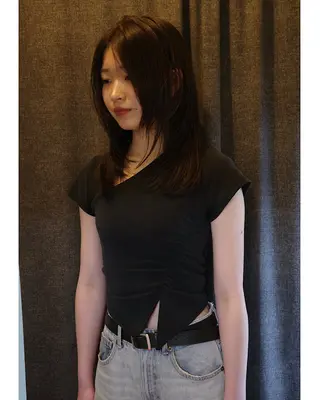 セミロング カラー レイヤーカット 赤み消し　店長/大和のヘアスタイル