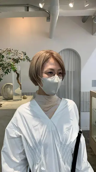 ショート カラー 似合わせカット ケアパーマ喜来雅由のヘアスタイル