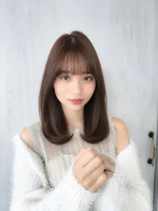 セミロング 顔周り/くびれヘア 韓国ヘア💕風間るなのヘアスタイル
