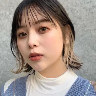 ミディアム カラー パーマ ヘアアレンジ レイヤー専門家 ダブルカラー修のヘアスタイル
