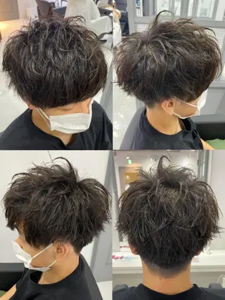 ショート カラー パーマ ヘアアレンジ メンズ 🔥メンズパーマ 特化 渡辺一翔のヘアスタイル