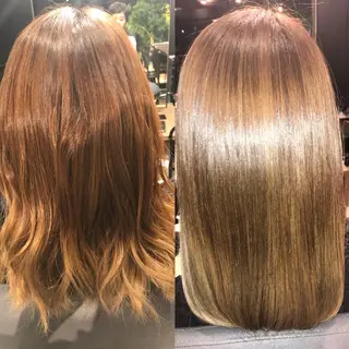 ミディアム カラー 藤井 さと実のヘアスタイル