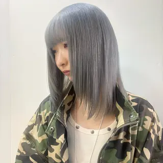 セミロング カラー ブリーチ×似合わせハ イトーン🍎ののかのヘアスタイル