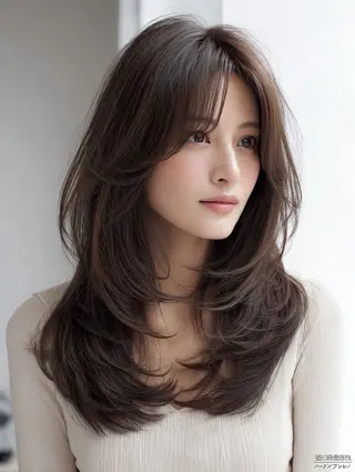 ロング 絶対綺麗な暖色カラー 🎯あります✨増渕✨のヘアスタイル