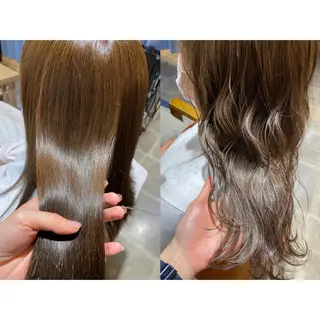 カラー 🩵盛れる顔周り/ 艶カラーemi🩵のヘアスタイル