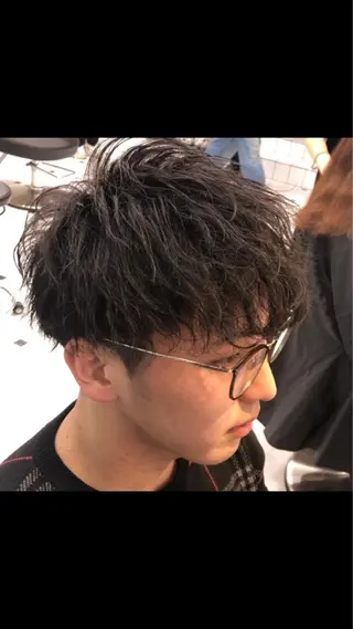 ショート カラー パーマ メンズ ベージュグレージュ 💕しゅーじ💕のヘアスタイル