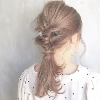 セミロング カラー ヘアアレンジ Aloa透明感ヘア ♡kanami♡のヘアスタイル