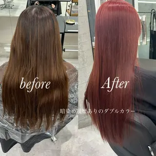 ロング カラー Acchon/心斎橋 💚ダブルカラーのヘアスタイル