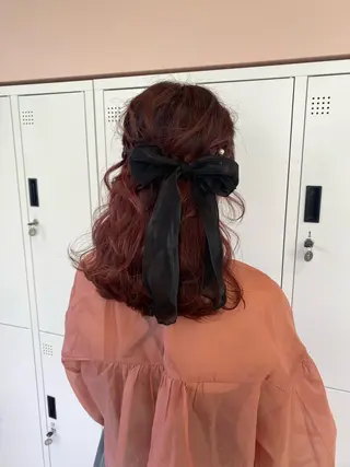 ミディアム カラー ヘアアレンジ まつ毛パーマ/ ゆうかのマツエク・マツパデザイン