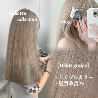 ロング カラー NAMI🤎ブラウン &ミルクティー🤍のヘアスタイル