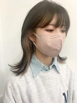 ミディアム カラー パーマ ヘアアレンジ メンズ キッズ ネイル マツエク・マツパ アイブロウ 似合せレイヤー/ 柔らか透明感カラーのヘアスタイル