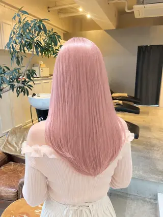 ロング カラー 髪質改善×ハイトーン レイヤー天神美容室のヘアスタイル