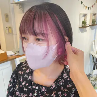 ショート インナーカラー 推し ブリーチ 髪質改善のヘアスタイル