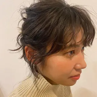 ミディアム パーマ ヘアアレンジ SUNC/🤎 オオクマ　カナエ🤎のヘアスタイル