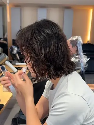 ミディアム パーマ RUA💜 ボブカット💜のヘアスタイル